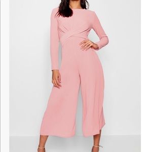 Knot Front Woven Culotte Jumpsuit